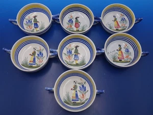 Gruppe von 7 Quimper Henriot Suppenschüsseln mit Griffen - Bild 1 von 5