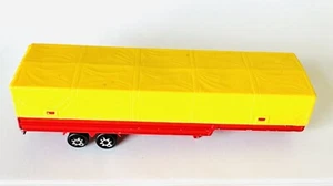 1980s Majorette No. 367 Covered Tractor Trailer - Red & Yellow 5” Length Diecast - Picture 1 of 8