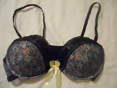 Nuevo Sujetador Push Up Hot Kiss para Mujer Lazo Negro Multi Encaje Talla 34 36 38 40  Foto 1 de 2