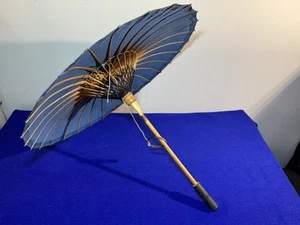 Vintage Bamboo Paper Parasol Umbrella with Locking Mechanism Handmade - Picture 1 of 6
