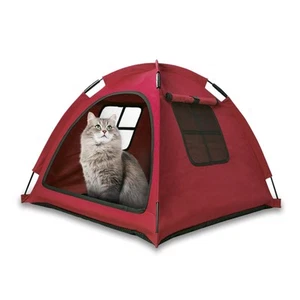 Red Cat Tent House、Cat's Nest, Portable Indoor/Outdoor Pet Tent House for Cat... - Picture 1 of 6