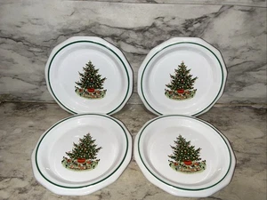 Pfaltzgraff Tren Árbol Navidad Patrimonio 7" Platos Lote 4 De Colección - Imagen 1 de 7