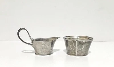 LUGO KAYSERZINN  Pewter Cream and Sugar Germany #4402 - Image 1 of 4
