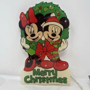 Disney Mickey Minnie 12" Pre-Lit Merry Christmas Window Decor Light Up Works VTG - Picture 1 of 4