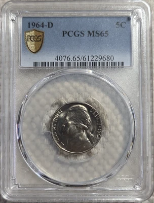 Jefferson Nickel 1964-D 5c graduación profesional MS65 Foto 1 de 2
