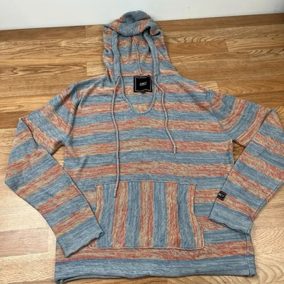 OBEY Propaganda Women's Hoodie Sweater Size Large Striped - Image 1 of 4
