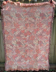 Manta tapiz vintage The Rug Barn Jena Hall hojas de otoño tejida con flecos - Imagen 1 de 5