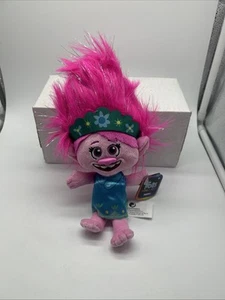 DreamWorks Trolls World Tour Movie POPPY-Plush Doll Pink 8” in Blue Dress NWT- - Picture 1 of 2