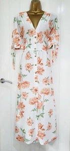 RIVER ISLAND size 16 stretch white floral Gorgeous summer dress holiday VGC - Picture 1 of 7