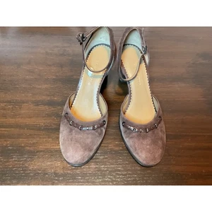 Liz Claiborne Brown Suede Ankle Strap Heels Women's Fedora SR0703 Dress Shoes - Picture 1 of 10