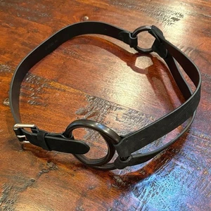 Ralph Lauren Tri-Strap Equestrian Stirrup Black Suede Belt Made in Italy Large - Picture 1 of 10