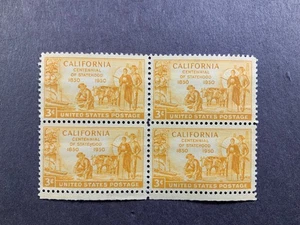 U.S. POSTAGE STAMP BLOCK of 4. 3 CENT ORANGE CALIFORNIA STATEHOOD - Picture 1 of 1