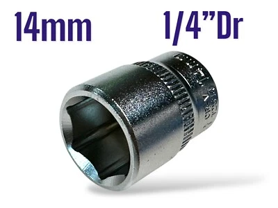 14mm Socket 1/4”Dr 6 Point Standard Chrome Vanadium Metric Sockets Tools Tool - image 1 of 4