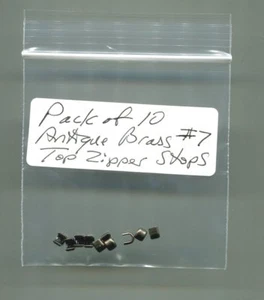 #7 - #8 Antique Brass Top Zipper Stops Heavy Duty Pack of 10 New! - Picture 1 of 1