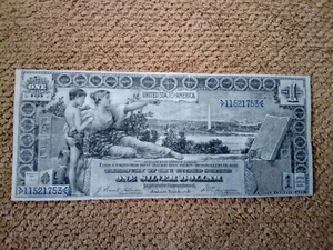 1896 $1 ONE DOLLAR LARGE-SIZE SILVER CERTIFICATE EDUCATIONAL BANKNOTE, XF/XF+ - Picture 1 of 6