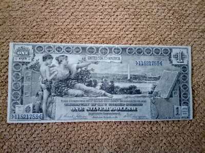 1896 $1 ONE DOLLAR LARGE-SIZE SILVER CERTIFICATE EDUCATIONAL BANKNOTE, XF/XF+ - Image 1 of 4