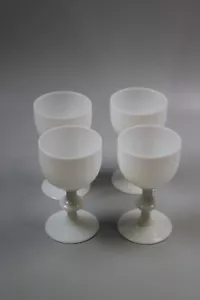 Set of four Antique French Portieux Vallerysthal Opaline Milk Glass Goblets - Picture 1 of 10
