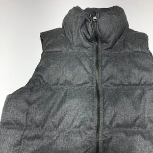 Old Navy Jacket Mens Sz Small Herringbone Heather Gray Puffer Vest Fleece Lined - Picture 1 of 12