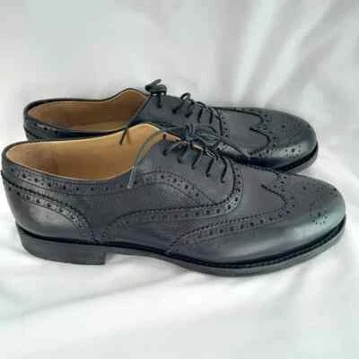 Oxford Blackstone diseño holandés cuero negro punta de ala para hombre talla 9/42EU Foto 1 de 4