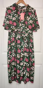 Nuevo con etiquetas Vestido Midi Ivy City Co XL Verde Floral Manga Larga Cottage Core Fairy - Imagen 1 de 6