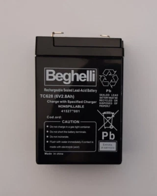 BEGHELLI PILA BATTERIA RICARICABILE LAMPADE EMERGENZA 6V 2.8Ah 1499 LED TC628