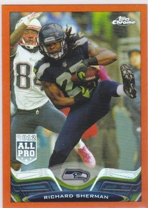 Tarjeta de inserción cromada Topps Orange Refractor 2013 Richard Sherman Seattle Seahawks - Imagen 1 de 2