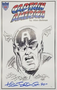 1941 ca. Allen Bellman Captain America Timely Comics signiert 18x24 Druck (JSA) - Bild 1 von 2