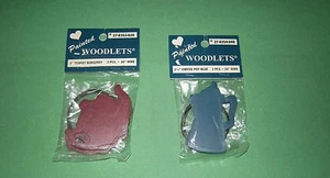 Painted Woodlets 2 packs - Teapot Burgundy & Coffee Pot Blue - sealed - Picture 1 of 2