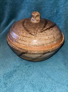 Vintage Mid Century Modern Studio Pottery Covered Bowl Earthtone Bohemian #JJ - Picture 1 of 24