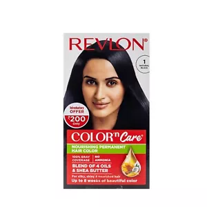 Revlon Farbe N Pflege Haarfarbe, 1 Naturschwarz 60ml+40gm+7.5ml - Bild 1 von 8