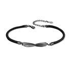 Black And Silver Copper Mobius Strip Adjustable Couple Bracelet Lovers Bangles p