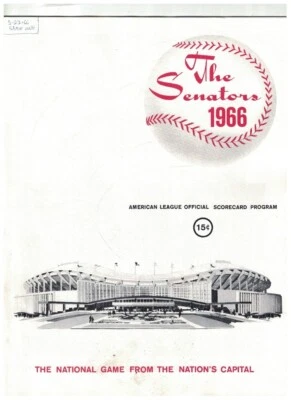 1966 Washington Senators Scorebook Program vs Los Angeles Angels 0SP67 - Image 1 of 4