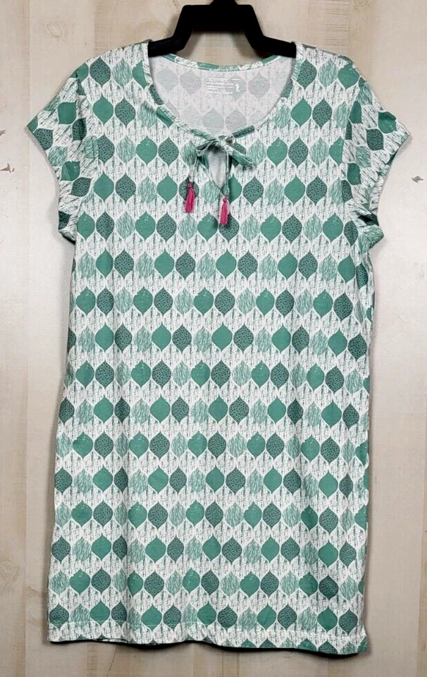 Jockey Women's 1X 100% Organic Cotton Multicolor Boho Tassel Tie Sleep Shirt - Image 1 of 4
