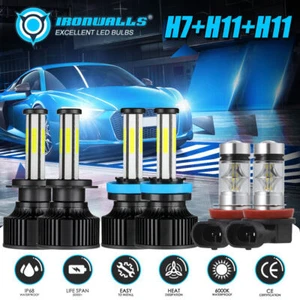 6-Sides LED Headlight Kit Hi/Lo & Fog Light Bulbs For Ford Fusion 2006-2016 6x - Picture 1 of 12