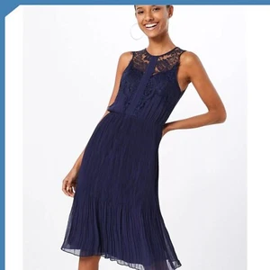 Anna Field Abito Da Donna Blu Taglia 44 Pizzo Al Ginocchio Svasato Pieghettato - Picture 1 of 13