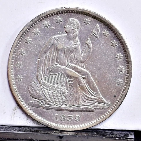 1839 Liberty Seated Half Dollar - With Drapery - AU Details (#45977) Cover