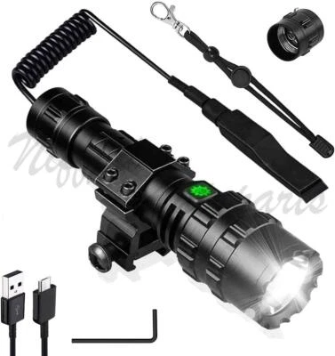 NIFFPD-AUTOPARTS 90000LM Tactical Police Gun Flashlight +Picatinny Rail Mount+Switch for Hunting