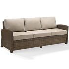 Afuera Living Outdoor Wicker Patio Sofa In Brown And Sand