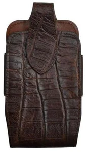 3D Phone Holder Leather Caiman Brown DPH864 - Picture 1 of 1