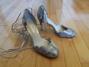 Guilhermina Metallic Schlangenleder Print D'Orsay Heels, Tie Knöchel, Größe 5M, atemberaubend - Bild 1 von 9