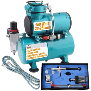 AIRBRUSH SET AIRBRUSH KOMPRESSOR KOMPLETT SET AIRBRUSHPISTOLE MIT LUFTTANK TANK - Bild 1 von 6