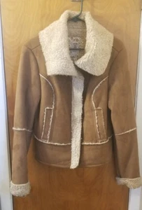 Women’s Decree Faux Suede Sherpa Fur Lined Buttoned Coat Jacket Large - Picture 1 of 10