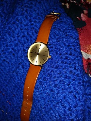 Cesare Watch in Gold with Cognac Face & Cream Leather Strap EUC!!!!! - Image 1 of 4