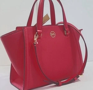 Bolso de mano Michael Kors Freya de cuero rosa profundo bandolera pequeño NUEVO $328 - Imagen 1 de 10