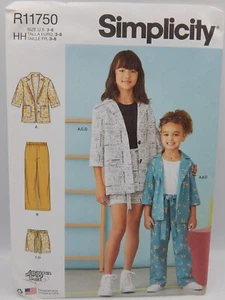 Simplicity 11750 Kinder Mädchen Jacke Hose Shorts ungeschnittenes Muster Gr. 3-6 9762 - Bild 1 von 2