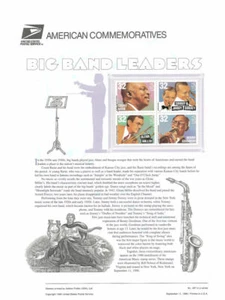 #497 32c Big Band Leaders #3096-#3099 USPS Commemorative Stamp Panel - Picture 1 of 1