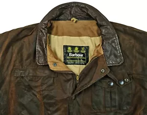 HOT VTG Men's BARBOUR @ A1550 BUSHMAN PARKA Leather Collar BROWN WAXED Jacket XL - Picture 1 of 21