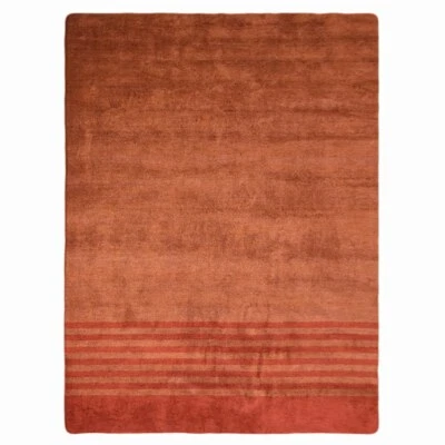 Eco-Friendly Hand Knotted Silk Mix Area Rugs Solid Rust BBH Homes BBLSM909 - Image 1 of 4