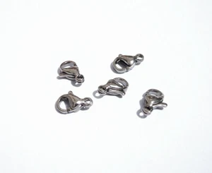 5pz moschettoni in acciaio inox 9x5mm colore argento scuro bijoux - Foto 1 di 1