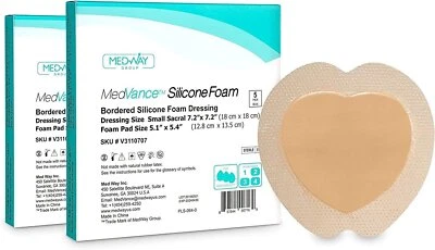 MedVance Silicone Bordered Adhesive Sacral Wound Dressing, 7"x7", Box of 10 - Image 1 of 4